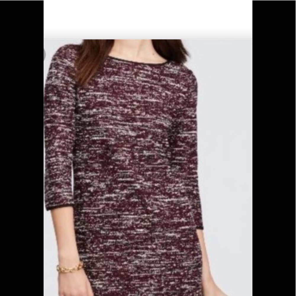 Ann Taylor Burgundy Tweed Shift Dress